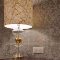 Lampe de chevet verre soufflé Futura, diamètre 18 cm, Ebb & Flow, Marron glacé, partie supérieure doré et câble doré