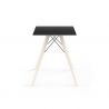 Table à manger carré Faz Wood plateau HPL noir et bord noir, pieds chêne blanchis, Vondom, 60x60xH74cm