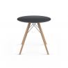 Table à manger ronde Faz Wood plateau HPL noir et bord noir, pieds chêne naturel, Vondom, diamètre 60cm H74cm
