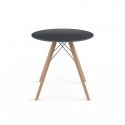 Table à manger ronde Faz Wood plateau HPL noir et bord noir, pieds chêne naturel, Vondom, 60x60xH74cm