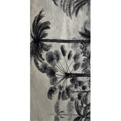 Tapis vinyle couloir Beaumont, Palmiers noirs, 99 x 198 cm, collection Orient extrême Pôdevache