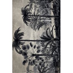 Tapis vinyle couloir Beaumont, Palmiers noirs, 99 x 150 cm, collection Orient extrême Pôdevache