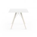 Table à manger carré Faz Wood plateau HPL blanc intégral, pieds chêne blanchis, Vondom, 70x70xH74cm