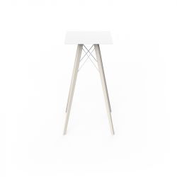 Table haute carré Faz Wood plateau HPL blanc intégral, pieds chêne blanchis, Vondom, 50 x 50 x H105cm