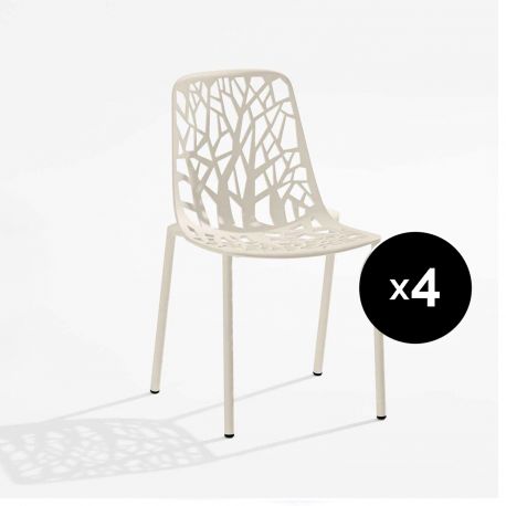 Lot de 4 chaises design Forest, Fast blanc crème