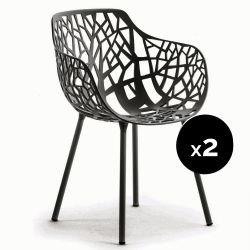 Lot de 2 fauteuils design Forest, Fast gris métal