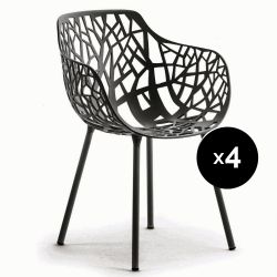 Lot de 4 fauteuils design Forest, Fast gris métal