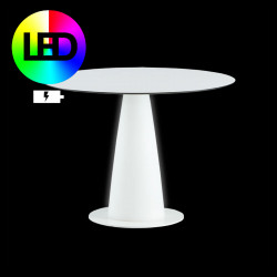 Table ronde Hoplà lumineuse Led RGB, sans fil à batterie, Slide, D100xH72 cm