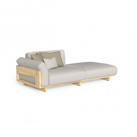 Canapé modulaire, angle gauche + pouf Argo, Talenti bois foncé & beige