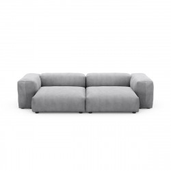 Canapé 2 à 3 places avec accoudoirs Vetsak, velours côtelé gris clair L.273 x H.60 x P.136,5 cm