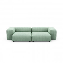 Canapé deux places avec accoudoirs taille L Vetsak, velours côtelé couleur vert pâle
