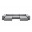 Canapé d'angle en forme de U Vetsak, velours côtelé couleur gris clair