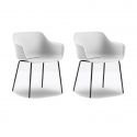 Lot de 2 fauteuils Babila XL 2734, Pedrali, assise blanc, pieds noirs