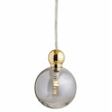 Suspension Uva, Ebb&Flow, gris fumé, diamètre 7 cm, câble transparent, boule en laiton doré
