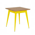 Table 55 Plateau Chêne, Jaune citron, Tolix, 70 X 70 X H74 cm