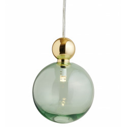 Suspension Uva, Ebb&Flow, vert, diamètre 10 cm, câble transparent, boule en laiton doré
