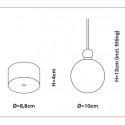 Suspension Uva, Ebb&Flow, couleur nacré, diamètre 10 cm, câble transparent, boule en laiton doré
