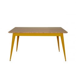 Table 55 Plateau Chêne, Jaune moutarde, Tolix, 140 X 80 X H74 cm