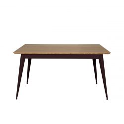 Table 55 Plateau Chêne, Noir foncé brillant Tolix, 140 X 80 X H74 cm