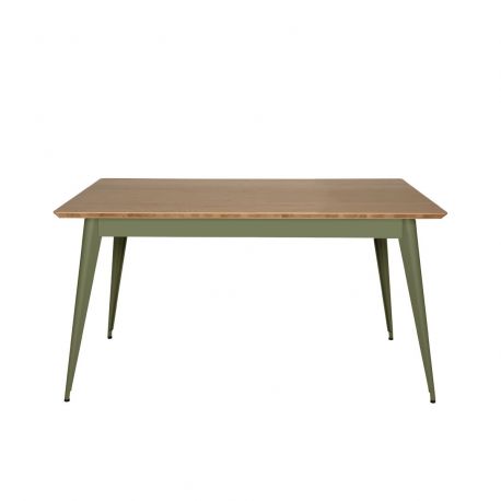 Table 55 Plateau Chêne, Vert olive, Tolix, 140 X 80 X H74 cm