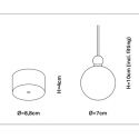 Suspension Uva Crystal petit carreaux, diamètre 7 cm, Ebb&Flow, câble transparent, boule en laiton argenté