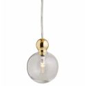 Suspension Uva, Ebb&Flow, couleur transparent, diamètre 7 cm, câble transparent, boule en laiton doré