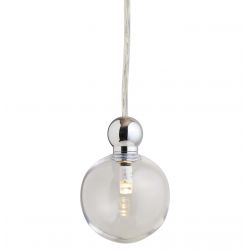 Suspension Uva, Ebb&Flow, couleur transparent, diamètre 7 cm, câble transparent, boule en laiton argenté
