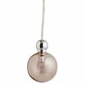 Suspension Uva, Ebb&Flow, rose fumé, diamètre 7 cm, câble transparent, boule en laiton argenté
