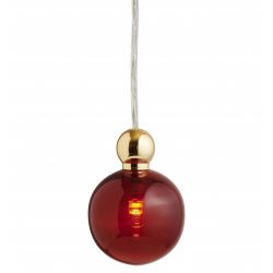 Suspension Uva, Ebb&Flow, rouge rubis, diamètre 7 cm, câble transparent, boule en laiton doré