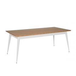 Table 55 Plateau Chêne, blanc pur brillant brillant Tolix, 200 x 84 x H74 cm