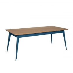 Table 55 Plateau Chêne, Bleu océan, Tolix, 190 X 80 X H74 cm