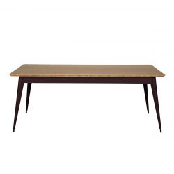 Table 55 Plateau Chêne, Brun Noir brillant Tolix, 200 x 84 x H74 cm