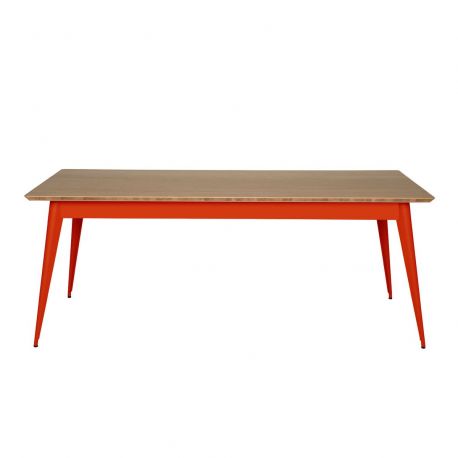 Table 55 Plateau Chêne, Rouge poivron, Tolix, 190 X 80 X H74 cm