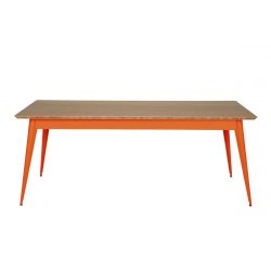 Table 55 Plateau Chêne, Orange potiron, Tolix, 190 X 80 X H74 cm