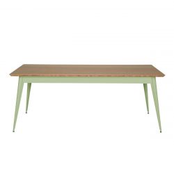 Table 55 Plateau Chêne, Vert anis, Tolix, 190 X 80 X H74 cm