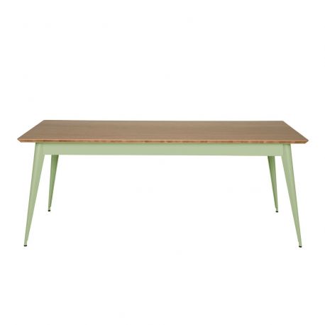 Table 55 Plateau Chêne, Vert anis, Tolix, 190 X 80 X H74 cm