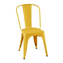 Lot de 2 chaises A Brillant, Tolix jaune moutarde