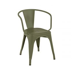 Set de 2 fauteuils A56, Tolix vert olive mat fine texture