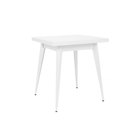 Table 55 Brillant, Tolix blanc 70x70 cm