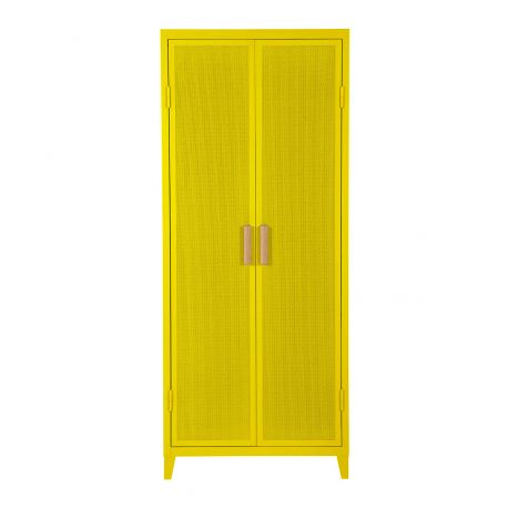 Rangement vestiaire B2 haut perforé, jaune citron, fine texture, Tolix, 80 x 50 x H192,5 cm