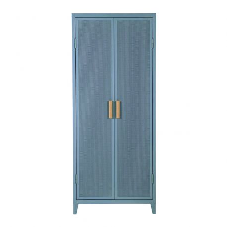 Rangement vestiaire B2 haut perforé, bleu Provence, fine texture, Tolix, 80 x 50 x H192,5 cm