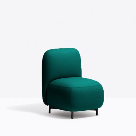Petit fauteuil Buddy 210S, tissu vert canard, pieds noirs Pedrali, H72xL55xl62
