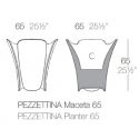 Pot design Pezzettina, lumineux Leds blancs, alimentation par câble, 65x65xH65 cm, Vondom