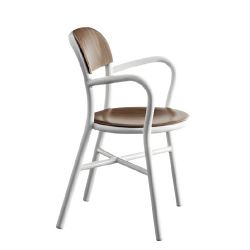 Pipe Chair avec Accoudoir, Magis structure blanche, assise hêtre naturel