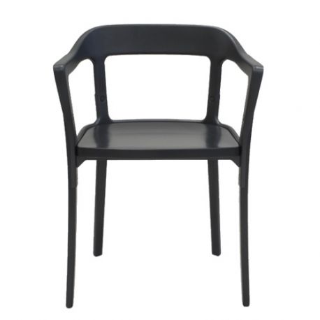 Chaise design Steelwood Magis structure en hêtre verni gris anthracite, assise gris anthracite