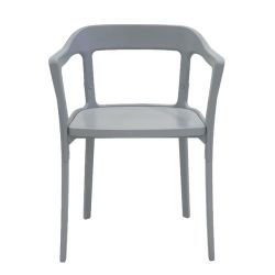 Chaise design Steelwood Magis structure en hêtre verni gris, assise grise