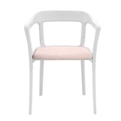 Chaise design Steelwood Magis structure en acier blanc, assise en tissu rose