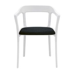 Chaise design Steelwood Magis structure en acier blanc, assise en tissu noir