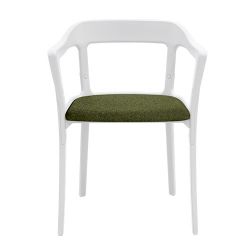 Chaise design Steelwood Magis structure en acier blanc, assise en tissu vert