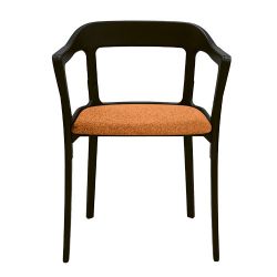 Chaise design Steelwood Magis structure en acier noir, assise en tissu orange